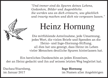Todesanzeige von Heinz Hornung von merkurtz