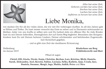 Todesanzeige von Monika  von merkurtz