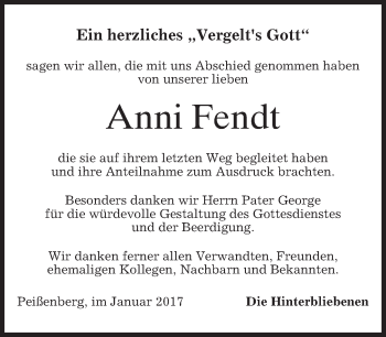 Todesanzeige von Anni Fendt von merkurtz