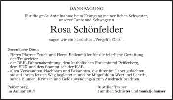 Todesanzeige von Rosa Schönfelder von merkurtz