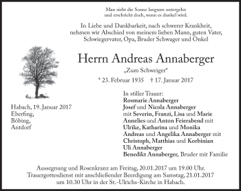 Todesanzeige von Andreas Annaberger von merkurtz