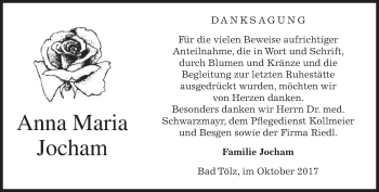 Todesanzeige von Anna Maria Jocham von merkurtz
