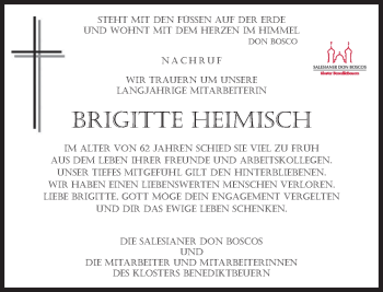 Todesanzeige von Brigitte Heimisch von merkurtz