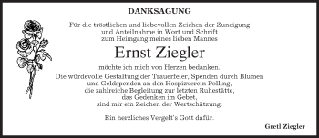 Todesanzeige von Ernst Ziegler von merkurtz