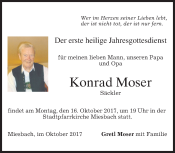 Todesanzeige von Konrad Moser von merkurtz