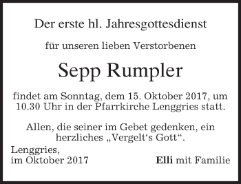 Todesanzeige von Sepp Rumpler von merkurtz