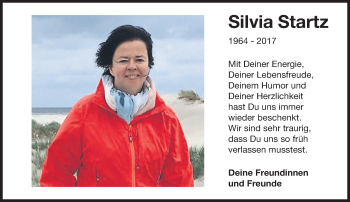 Todesanzeige von Silvia Startz von merkurtz