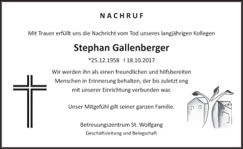 Todesanzeige von Stephan Gallenberger von merkurtz