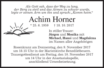 Todesanzeige von Achim Horner von merkurtz