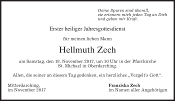 Todesanzeige von Hellmuth Zech von merkurtz