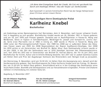 Todesanzeige von Karlheinz Knebel von merkurtz