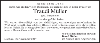 Todesanzeige von Traudi Müller von merkurtz