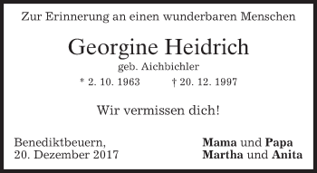 Todesanzeige von Georgine Heidrich von merkurtz