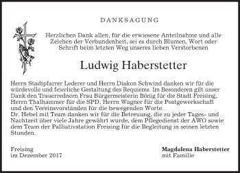 Todesanzeige von Ludwig Haberstetter von merkurtz