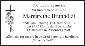 Todesanzeige von Margarethe Brunhölzl von merkurtz