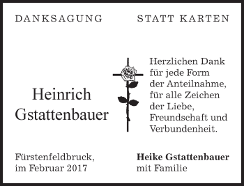 Todesanzeige von Heinrich Gstattenbauer von merkurtz
