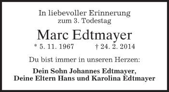 Todesanzeige von Marc Edtmayer von merkurtz