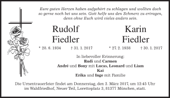 Todesanzeige von Rudolf und Karin Fiedler von merkurtz