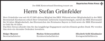 Todesanzeige von Stefan Grünfelder von merkurtz