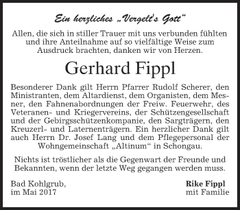 Todesanzeige von Gerhard Fippl von merkurtz
