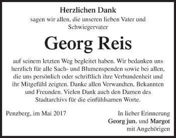 Todesanzeige von Georg Reis von Das Gelbe Blatt Penzberg