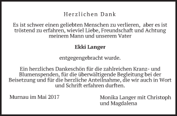 Todesanzeige von Ekki Langer von merkurtz