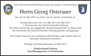 Todesanzeige von Georg Osterauer von merkurtz