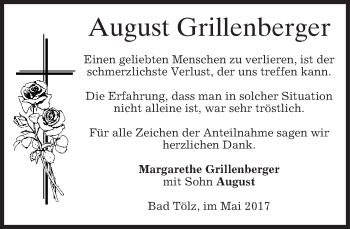 Todesanzeige von August Grillenberger von merkurtz