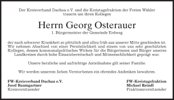 Todesanzeige von Georg Osterauer von merkurtz