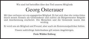 Todesanzeige von Georg Osterauer von merkurtz