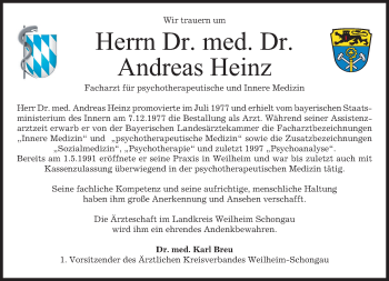 Todesanzeige von Andreas Heinz von merkurtz