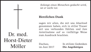 Todesanzeige von Horst-Dieter Möller von merkurtz