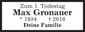 Todesanzeige von Max Gronauer von merkurtz