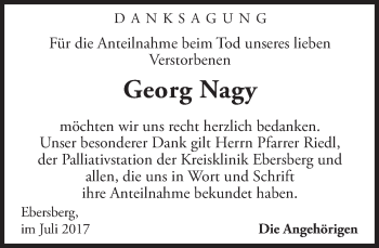 Todesanzeige von Georg Nagy von merkurtz