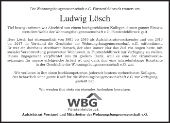 Todesanzeige von Ludwig Lösch von merkurtz