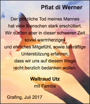 Todesanzeige von Pfiat di Werner von merkurtz
