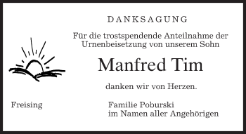Todesanzeige von Manfred Tim von merkurtz