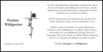 Todesanzeige von Pauline Wildgruber von merkurtz