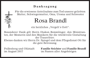 Todesanzeige von Rosa Brandl von merkurtz
