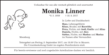 Todesanzeige von Monika Linner von merkurtz