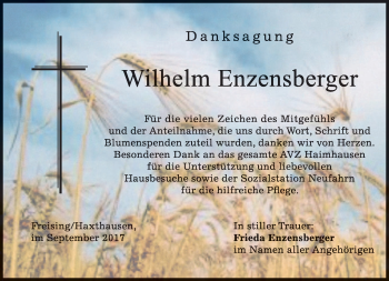 Todesanzeige von Wilhelm Enzensberger von merkurtz