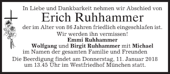 Todesanzeige von Erich Ruhhammer von merkurtz