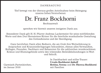 Todesanzeige von Franz Bockhorni von merkurtz