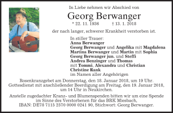 Todesanzeige von Georg Berwanger von merkurtz