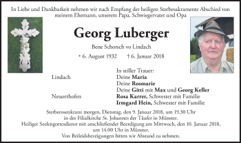 Todesanzeige von Georg Luberger von merkurtz