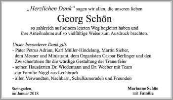 Todesanzeige von Georg Schön von merkurtz