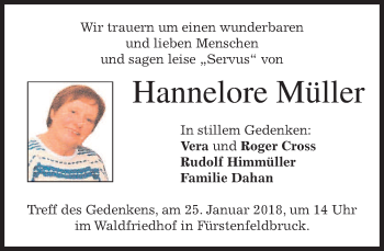 Todesanzeige von Hannelore Müller von merkurtz