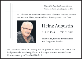 Todesanzeige von Heinz Augustin von merkurtz