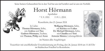 Todesanzeige von Horst Hörmann von merkurtz