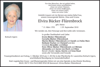 Todesanzeige von Elvira Bücker-Flürenbrock von merkurtz